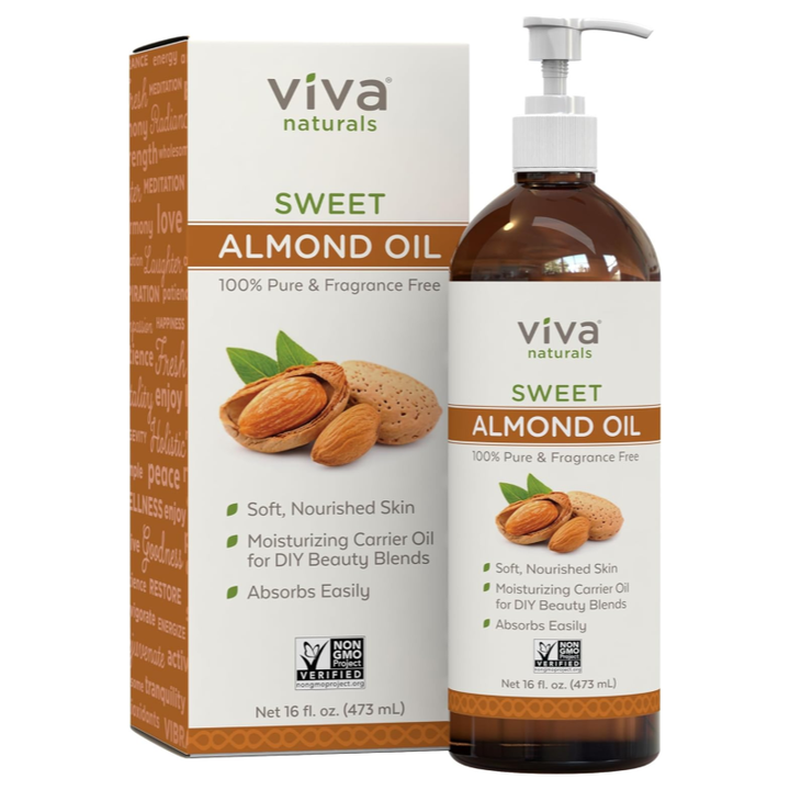 Viva Naturals Sweet Almond Oil for Skin - Body Oil, Hair Moisturizer and Relaxing Massage